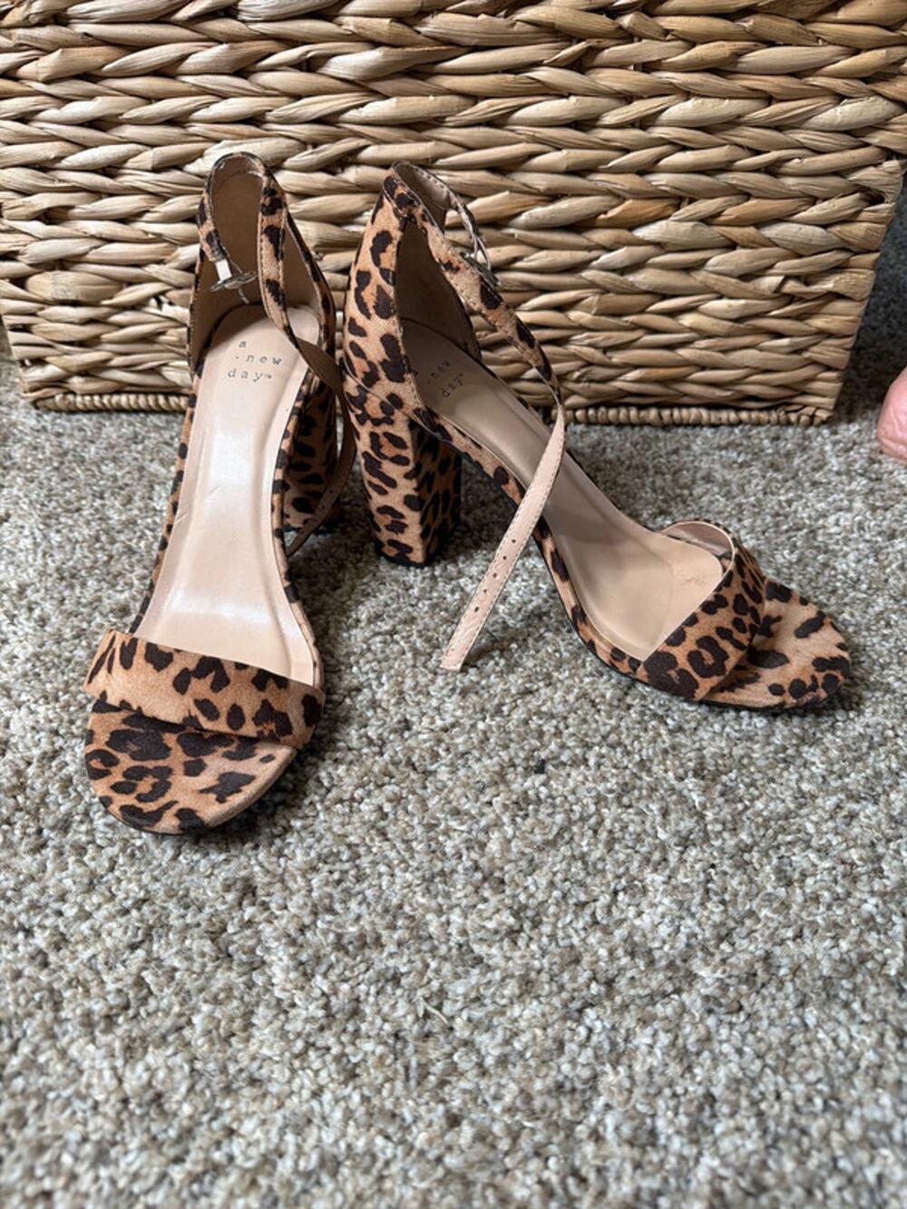 3 for $9 A new day, leopard print, black heel ankle strap 8 685